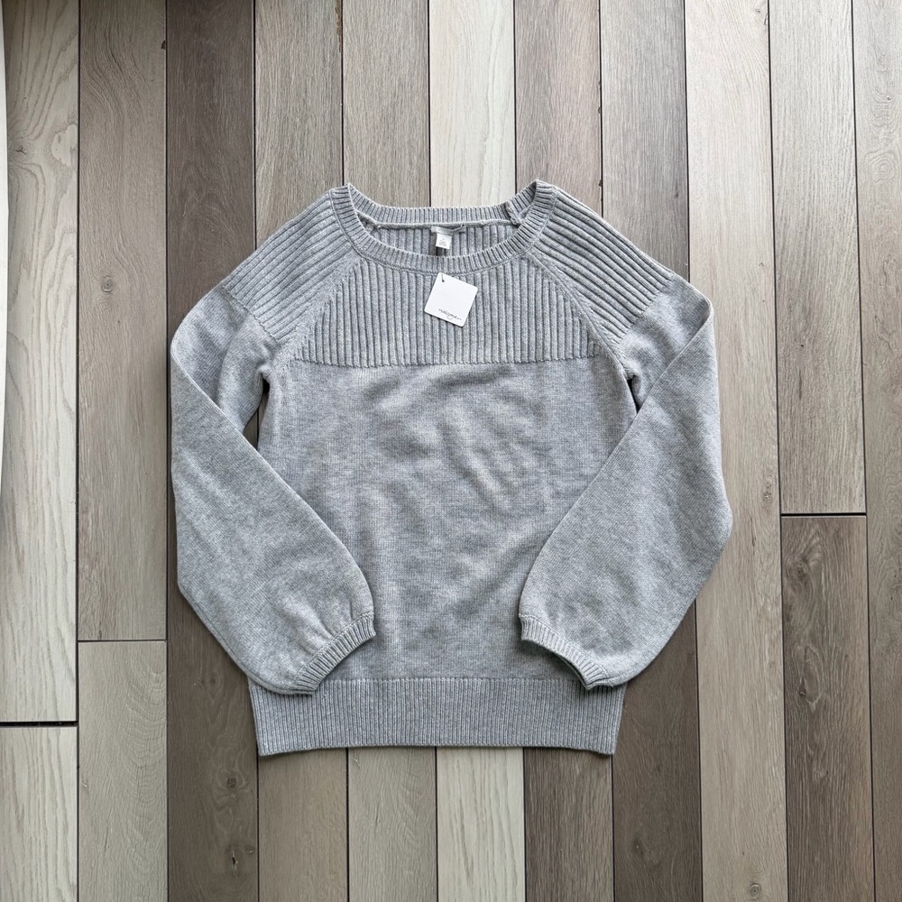 Halogen Gray Long Sleeve Alpaca & Wool Blend Sweater